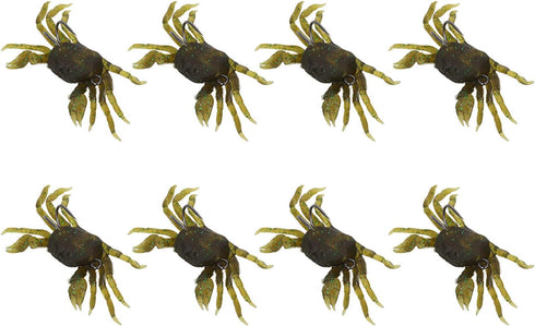 8Pcs 13cm Artificial Crab Bait Simulation Crab Soft Lure Fishing Bait with Hooks for Freshwater Saltwater (Green Brown)