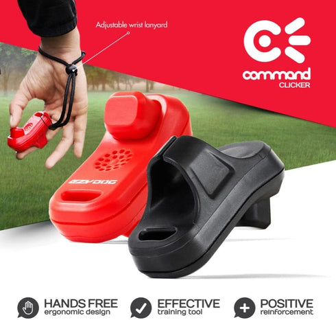 EzyDog Command Clicker, Ergonomic Dog Training Tool with Wrist Strap for Positive Reinforcement (Black)