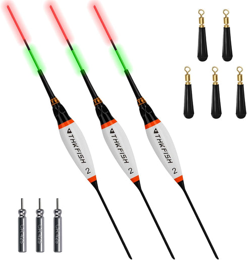 QualyQualy LED Fishing Bobbers, Lighted Floats for Night Fishing, 1/32oz, 1/24oz, 1/16oz - 3Pcs