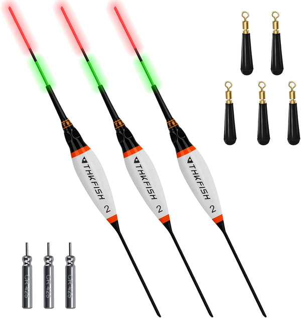 QualyQualy LED Fishing Bobbers, Lighted Floats for Night Fishing, 1/32oz, 1/24oz, 1/16oz - 3Pcs