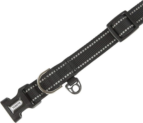 Reflective Nylon Padded Dog Collar, Adjustable Soft Pet Collars for Small Medium Large Dogs (Black)