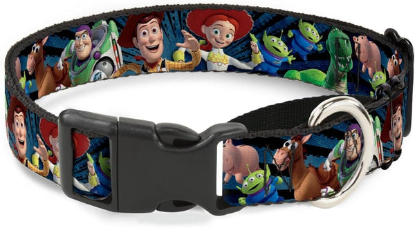 Buckle-Down Dog Collar Martingale - Toy Story Characters Running2 Denim Rays, 1.0 Inch Wide, Fits 9 to 15 Inches