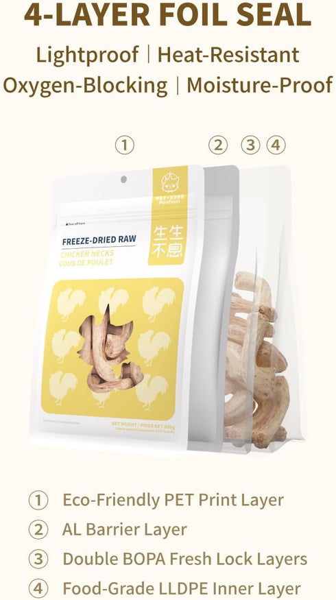 (3.5 oz) Freeze-Dried Chicken Neck Treat for Small Dog & Cat, Natural Single Ingredient Cats Dogs Dry Food, Healthy