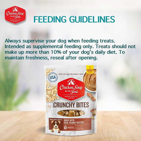 Chicken Soup for the Soul Pet Food, Crunchy Bites Dog Treats - Chicken, Peanut Butter, Soy Free, No Preservatives