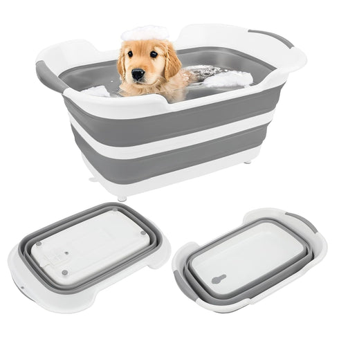 7.1 Gal/27L Multipurpose Collapsible Dog Bathtub, Raised Small Pet Bathtub with Drainage