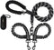 Double Dog Leashes Rope, Reflective with Two Shock Absorbing Bungee Training Leashes for Two Dogs, 360 Swivel