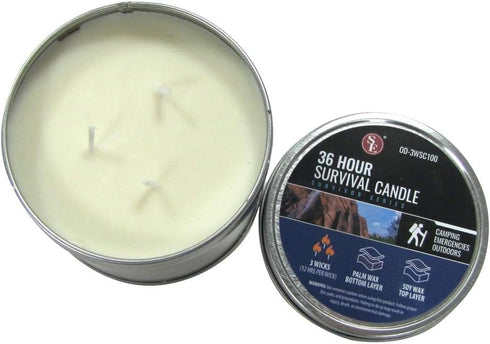 Treasure Gurus 36 Hour Soy Camping Outdoor Survival Candle, Emergency Rescue Gear for Prepper Supplies.