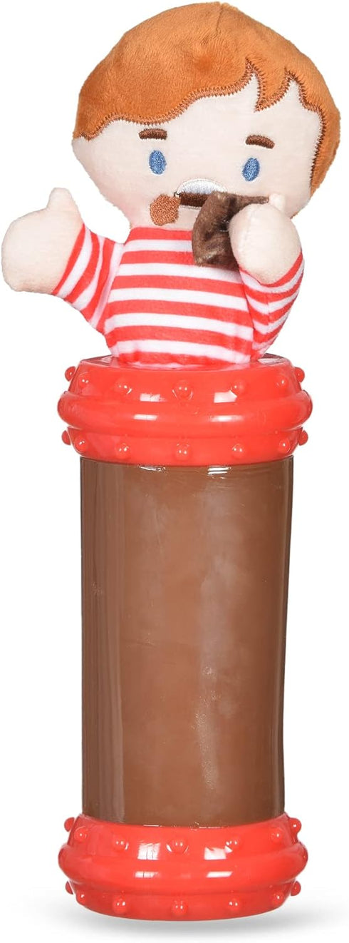 Willy Wonka for Pets Augustus Gloop Plush Toy in Textured Tube | Squeaky Dog Toys, Luxury Pet Plush