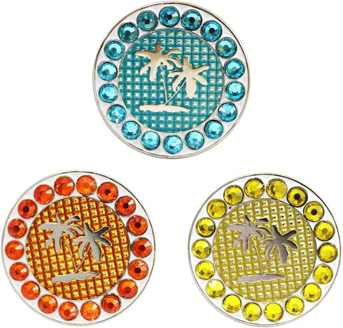 Pack of 3 Golf Ball Markers Crystal Ball Markers