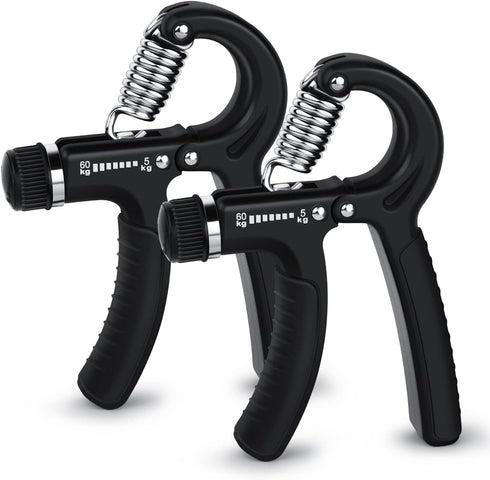 Hand Grip Strengthener Exerciser, 2 Pcs Adjustable Resistance 11-132 lbs Forearm Squeezer for Home Gym (Black)