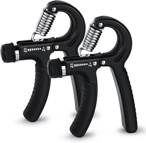 Hand Grip Strengthener Exerciser, 2 Pcs Adjustable Resistance 11-132 lbs Forearm Squeezer for Home Gym (Black)