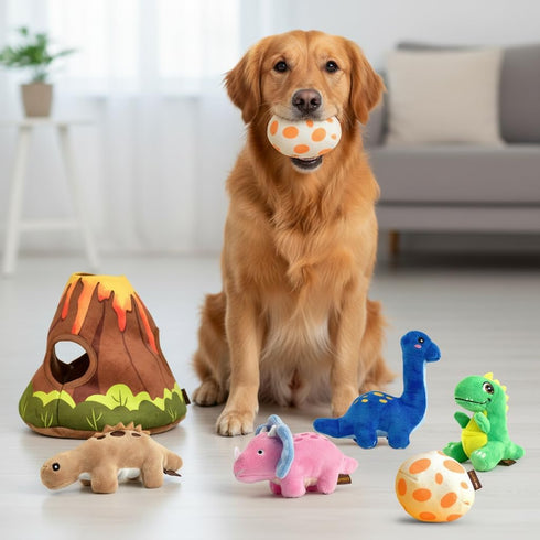 Generic 10x2x5 Inches Dinosaur Squeaky Dog Toy for Large Dogs, Interactive Plush Chew Toy, Hide and Seek Design, Black