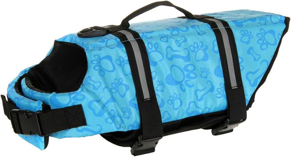 Surblue Dog Life Jacket Flotation Vest, Adjustable Safety Coat for Water Safety at Pool, Beach, Swimming, Medium Blue