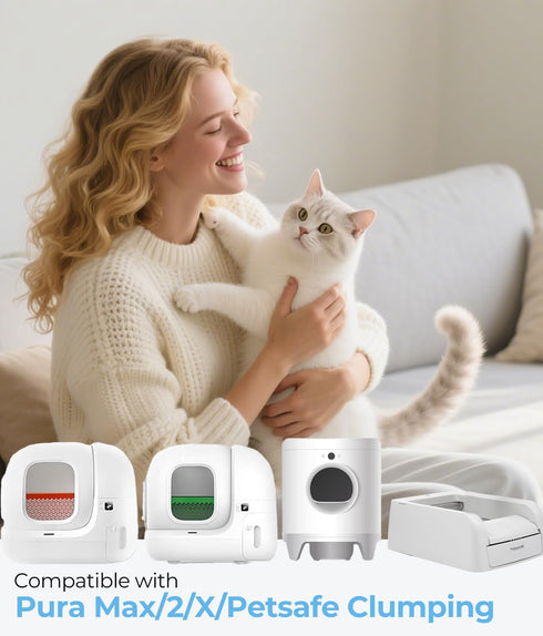 KropBom 80 Count 2/MAX/X 22.8" 11.8" Automatic Cat Litter Bags Compatible with PURA MAX & ScoopFree Clumping, Tear-free