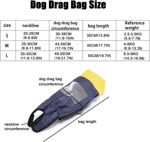 Dog Drag Bag, Wheelchair Alternative for Paralyzed Dogs with Wooden Scooter for Indoor and Outdoor Use (Yellow, S)