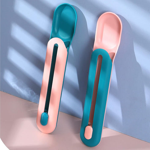 Cat Strip Squeeze Spoon Feeder, Multi-Functional Wet Food Spoon for Lickable Cat Treats (Blue)