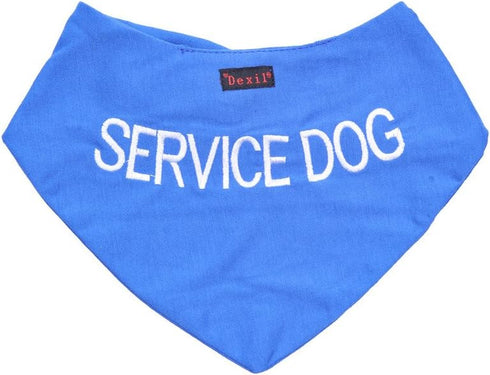Service Dog Blue Bandana, Quality Personalised Embroidered Neck Scarf, Fashion Accessory to Warn Others of Your Dog
