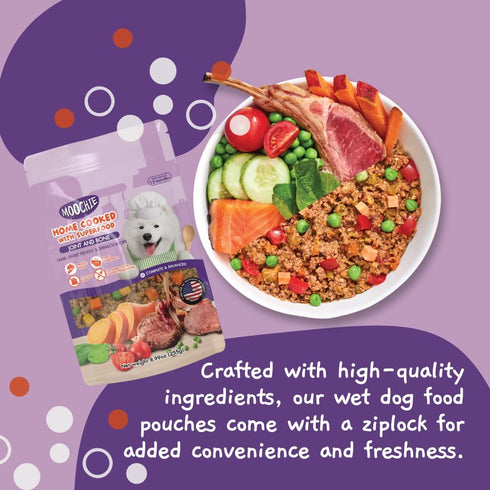MOOCHIE Home Cooked Superfood Natural Wet Dog Food Recipe - Joint & Bone - Lamb, Sweet Potato & Spinach - 9 oz x 6
