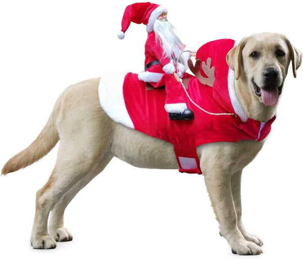 Idepet New Santa Dog Costume, Christmas Pet Clothes Winter Hoodie Coat for Dog, Chihuahua Yorkshire Poodle (2XL)