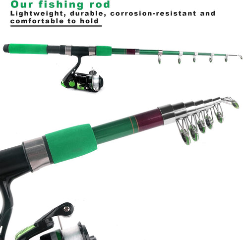 Telescopic Fishing Pole Reel Combo, Ultralight Fishing Rod Spinning Reel with Tackle Bag