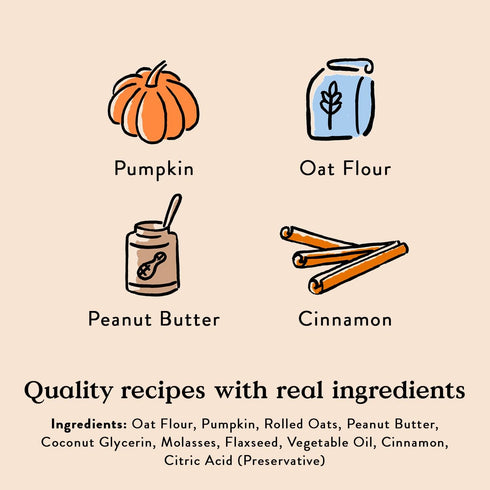 Bocce’s Bakery Pumpk'n Spice Treats for Dogs, Wheat-Free Soft & Chewy Cookies, Made with Real Ingredients