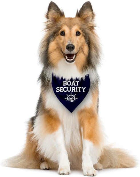 Dark Blue Boat Security Dog Bandana, Funny Triangle Scarf for Small Medium Large Dogs, Dog Boating Accessories (D9)