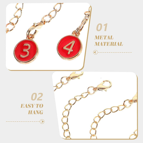 10pcs Backpack Beavorty Red Metal Number Charms Chain with Lobster Claw Clasp, Delicate Hanging Pendant for Handheld
