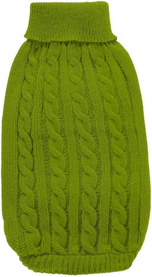CHBORCHICEN Small Dog Sweaters, Knitted Pet Cat Warm Sweatshirt for Winter (Small, Light Green)