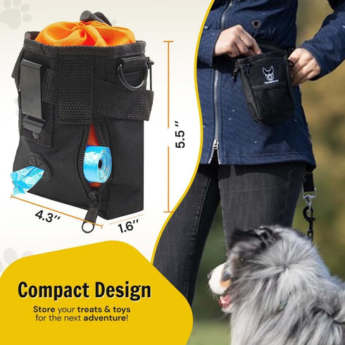 Hundefreund Dog Treat Pouch Bag for Training Dogs - Small Fanny Pack for Treats, Orange (5.5 x 4.3 x 1.6 inches)