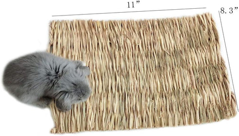 Grass Mat Woven Bed Mat for Small Animals, Bunny Bedding Nest Chew Toy for Guinea Pig, Rabbit, Hamster (Pack of 3)