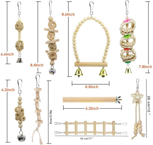 Bird Parrot Swing Toys, Chewing Standing Hanging Perch Hammock Climbing Ladder for Budgerigar, Parakeet, Conure,
