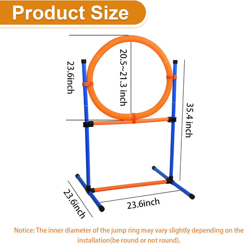 Dog Agility Equipment | 2 in 1 Obstacle Course Training Starter Kit | Adjustable Jump Ring/Hurdle Bar with Carry Bag