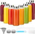 Luxfuel Glass Juice Bottles with Lids 10oz, 8 Pack Reusable Glass Water