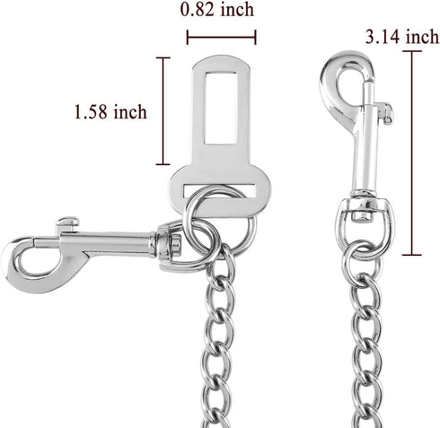 Mogoko Stainless Steel No Chew Dog Car Restraint Cable, Heavy Duty Big Canine Dog Car Leash Strap with Double Clip