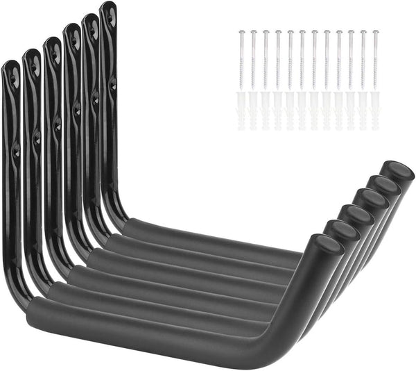 Garage Storage Heavy Duty Hooks, 15 Inch Jumbo Arm Kayak Rack, 6 Pack Wall Mount Canoe Hangers
