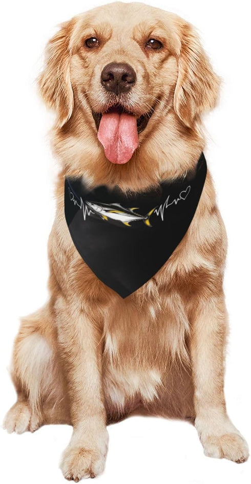 Kangweida Yellowfin Tuna Heartbeat Stylish Pet Bandana Cute Pattern Triangle Scarf for Dogs and Cats