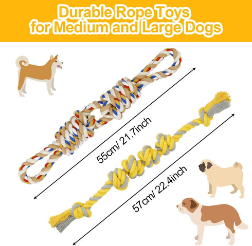 ETACCU Dog Rope Toys for Large & Medium Dogs, 2 Pack 22 Inch Tug of War Toy for Aggressive Chewers, Indestructible