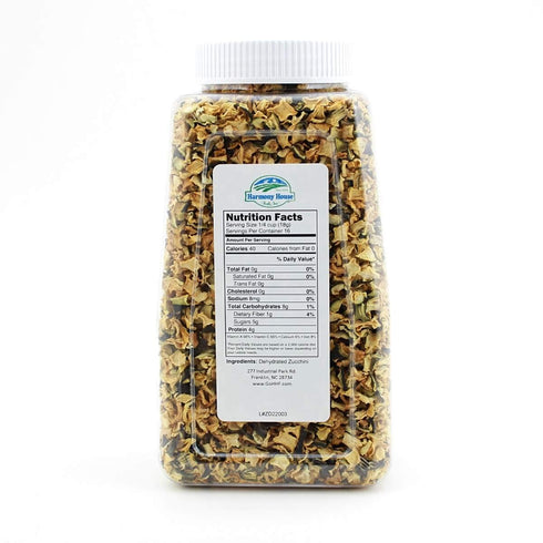 (10 oz, Harmony House Foods Dried Zucchini, diced Quart Size Jar) for Cooking, Camping, Emergency Supply, and More