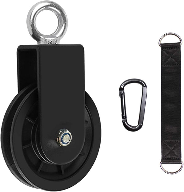 LFJ Cable Pulley with Swing Strap, Gym Pulley Wheel Set for LAT Pulley System DIY Pull Down Attachment