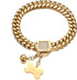 Strong Chain Dog Collar for Large Dogs, Gold Cuban Link with Bling Cubic Zirconia Buckle, 18mm Metal Chain with Gold