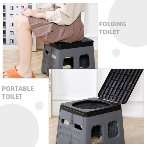 Healifty Portable Car Folding Toilet with Lid, Foldable Travel Potty for Camping and Outdoor Use, Portable Emergency