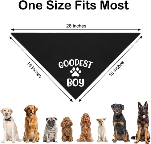 WHTYEFZ Goodest Boy Black Dog Bandana, Funny Pet Scarf Photo Prop Accessory for Wedding Engagement Pregnancy