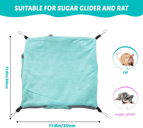 LYART Hammock 3-Layer Hammock (2.Mint) Sugar Glider Pouch Bed Bedding, Sugar Glider Cage Accessories Toys for Rat, Make
