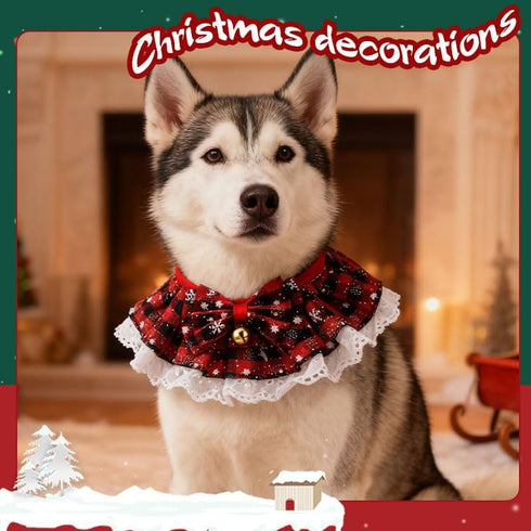YangQian Christmas Dog Bow Ties for Small Medium Large Dogs Cat Bib for Eating Holiday Pet Bandanas for Dogs Scarf