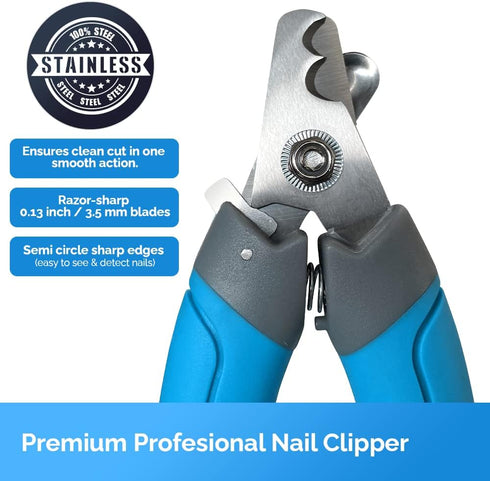 LuckyTail Dog Nail Clippers with Safety Guard & Lock - Professional Grooming Tool for Medium and Large Dogs