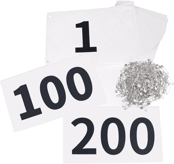 TRIWONDER Tyvek Running Bib Competitor Numbers with Safety Pins, Running Numbers Paper