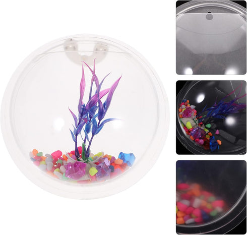 Alipis Round Glass Vase, Wall Mounted Acrylic Fish Bowl, Clear Glass Vases for Betta Fish Tank or Terrarium