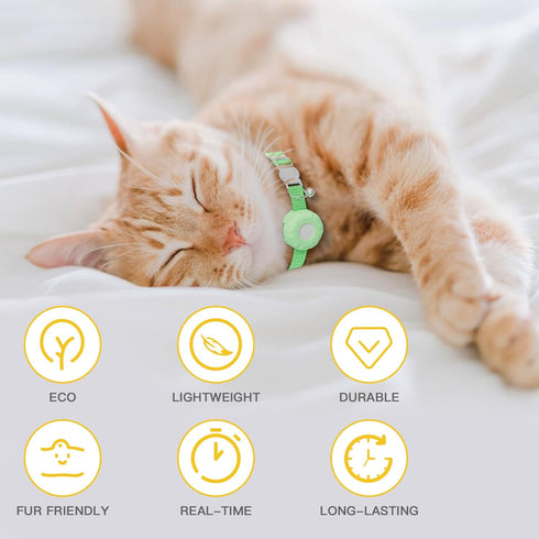 Cat Tracker,No Monthly Fee GPS Trackers for Cats,Pet Tracker Work with Apple Find My App(iOS Only),Real-Time Location