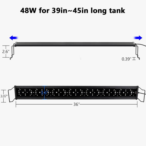 24/7 39in~45in hygger New Mode Timer LED Aquarium Light, Auto On Off Full Spectrum Fish Tank Light Fish