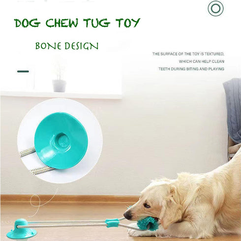 Dog Chew Suction Cup Tug of War Toy, Interactive Puppy Teething Chew Toy, Boredom Chews Bone (BLUE UPGRADE)